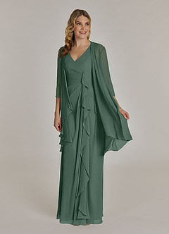 Azazie Manuella Mother of the Bride Dresses Sea Moss A-Line V-Neck Pleated Chiffon Dress image1