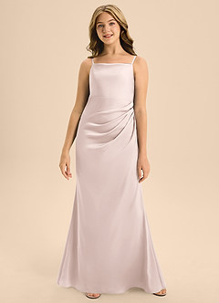 Azazie Renna Junior Blushing Pink A-Line Pleated Stretch Satin Dress image4