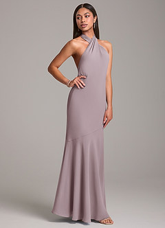 Azazie Lorena Bridesmaid Dresses Dusk Mermaid Pleated Chiffon Dress image5