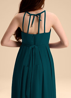 Azazie Arianthe Junior Abito A-Line in Chiffon Plissettato Pino image8