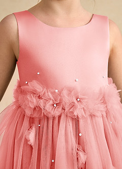 Azazie Lux Flower Girl Dresses Coral A-Line Beaded Tulle Dress image7