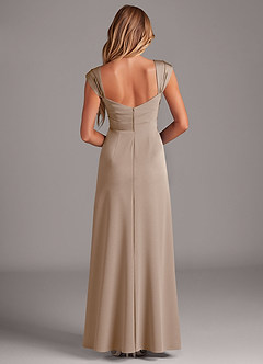 Azazie Laila Bridesmaid Dresses Taupe A-Line Pleated Stretch Satin Dress image2