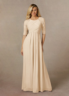 Azazie Raelyn Mother of the Bride Dresses Champagne A-Line Lace Mesh Dress image4