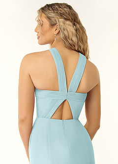 Azazie Rue Bridesmaid Dresses Mist A-Line Halter Chiffon Dress image3