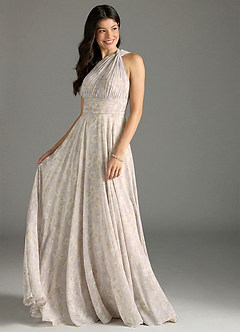 Azazie Charlize Bridesmaid Dresses Lilac Dreamy Floral A-Line One Shoulder Chiffon Dress image3