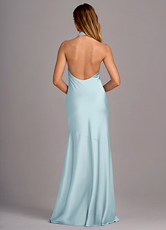 Azazie Lorena Robes de demoiselle d'honneur Robe Sirène en Satin extensible Plissé Bleu Nuage image2