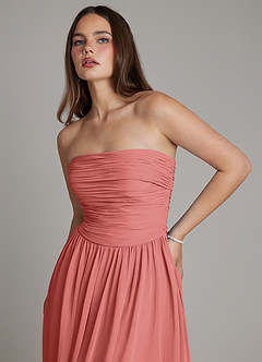 Azazie Andreina Bridesmaid Dresses Antique Rose A-Line Pleated Chiffon Dress image6
