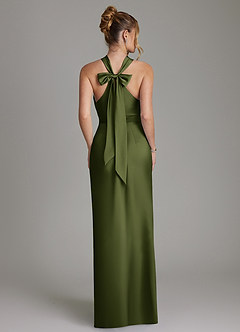 Azazie June Bridesmaid Dresses Olive Sheath Stretch Satin Dress image6