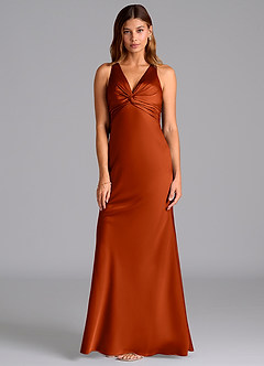 Azazie Hati Bridesmaid Dresses Paprika Mermaid Stretch Satin Dress image5