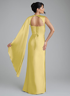 Azazie Taj Bridesmaid Dresses Canary Mermaid Corset Stretch Satin Dress image2