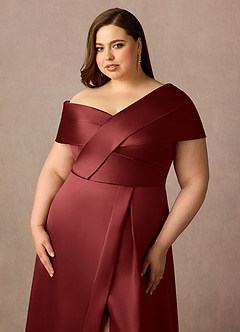 Azazie Marissa Moeder van de bruid jurken A-Lijn Jurk van mikado Geplooid Bourgondië image11