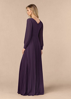 Azazie Zina Mother of the Bride Dresses Plum A-Line Pleated Chiffon Dress image3