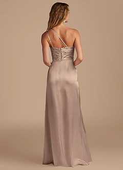 Azazie Eren Vestidos de damas de honor Vestido de Gris Pardo de Satén Metálico de Corte Recto con Hombro unilateral image5