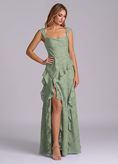 Azazie Sloane Bridesmaid Dresses Agave A-Line Sweetheart Neckline Floral Burnout Dress image4