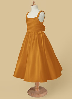 Azazie Cutie Pie Blumenmädchenkleider A-Linie Plissee Matte Satin Kleid Butterscotch image6
