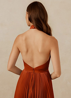 Christian Siriano Bridal for Azazie 1007 Bridesmaid Dresses Paprika A-Line Pleated Stretch Satin Dress image7