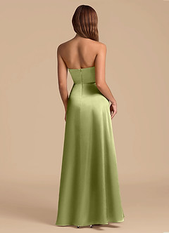 Azazie Wren Bridesmaid Dresses Pistachio A-Line Strapless Metallic Satin Dress image2