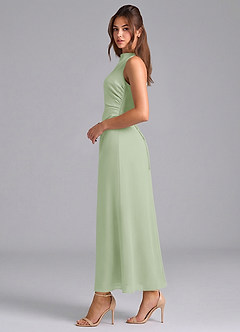 Azazie Evadne Brautjungfernkleider Etui Plissee Chiffon Kleid Staubiger Salbeigrün image5