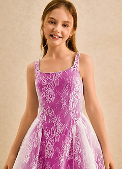Azazie Cubbie Girls Formal Blumenmädchenkleider A-Linie Spitze Kleid Fuchsia image6