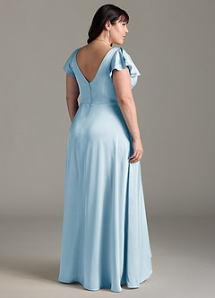 Azazie Omari Bridesmaid Dresses Sky Blue A-Line Stretch Satin Dress image8