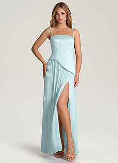 Azazie Tierney Robes de demoiselle d'honneur Robe Trapèze Convertible en Mousseline de soie Sans bretelle Brume image3
