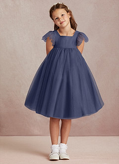 Azazie Kalio Flower Girl Dresses Stormy A-Line with Sleeves Tulle Dress image2
