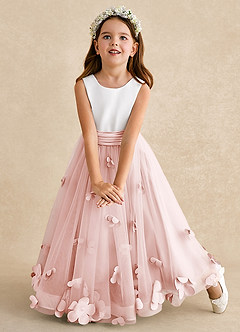 Azazie Vi Flower Girl Klänningar Klänning A-Line i Tyll Ärmlös image6