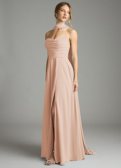 Azazie Ayla Abiti da Damigella Abito A-Line in Chiffon Scollo a Cuore Rosa Inglese image9