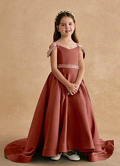 Azazie Jodi Flower Girl Dresses Auburn A-Line Matte Satin Dress image4