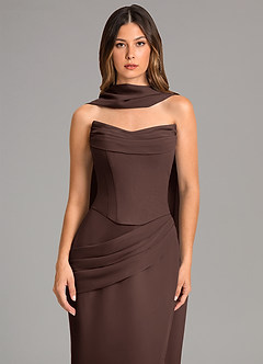 Azazie Sorrel Robes de demoiselle d'honneur Robe Sirène en Mousseline de soie Corset Ganache image6