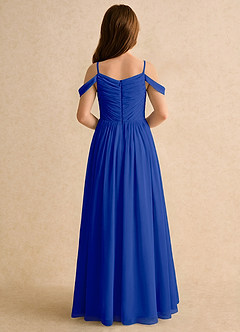 Azazie Chelo Girls Formal Robe Demoiselle D'honneur Fillette Robe Trapèze en Mousseline de soie Plissée Bleu Roi image2