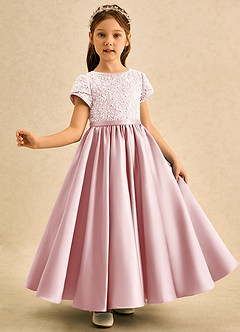 Azazie Cashew Flower Girl Klänningar Klä Balklänning i Matt satäng med ärmar image4