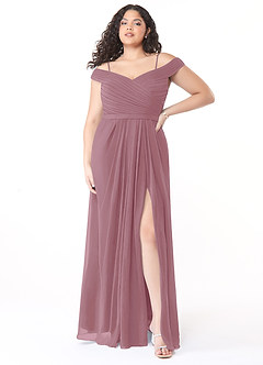 Azazie Audrianna Bridesmaid Dresses Vintage Mauve A-Line Off-The-Shoulder Gathered Chiffon Convertible Dress image7