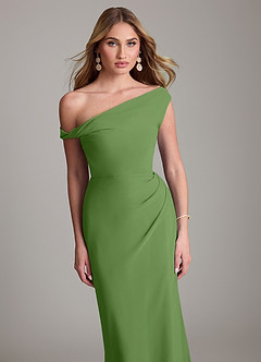 Azazie Emerson Bridesmaid Dresses Basil Sheath Off the Shoulder Chiffon Dress image2