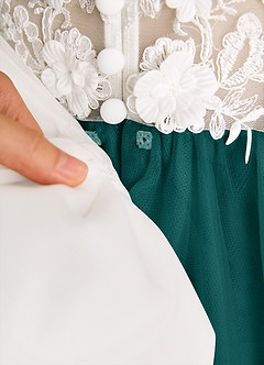 Azazie Lina Flower Girl Dresses Ivory Peacock Ball-Gown Lace Dress image9
