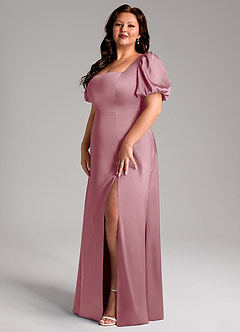 Azazie Fyona Bridesmaid Dresses Vintage Mauve A-Line Pleated Stretch Satin Dress image10