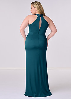 Barbie ♥ Azazie Bridesmaid Dresses Ink Blue Sheath Stretch Satin Dress image8