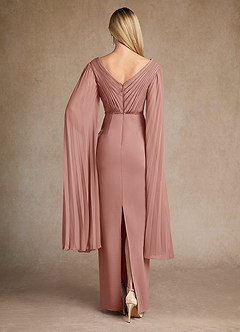 Azazie Ellsworth Mother of the Bride Dresses Dusty Rose Column Pleated Stretch Crepe Dress image3