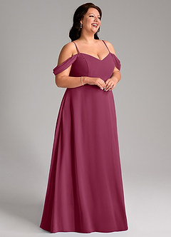 Azazie Marley Bridesmaid Dresses Mulberry A-Line Off the Shoulder Chiffon Convertible Dress image15