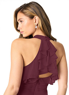 Azazie Aviv Bridesmaid Dresses Cabernet A-Line Pleated Chiffon Dress image5