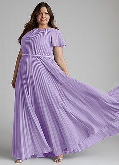 Azazie Kara Modest Bridesmaid Dresses A-Line Pleated Chiffon Floor-Length Dress image10