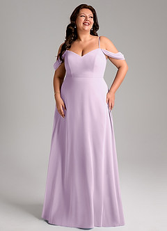 Azazie Marley Bridesmaid Dresses Frosted Lilac A-Line Off the Shoulder Chiffon Convertible Dress image13