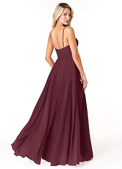 Azazie Emerald Bridesmaid Dresses Cabernet A-Line Ruffled Chiffon Dress image3