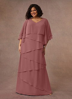 Azazie OHara Mother of the Bride Dresses Desert Rose A-Line V-Neck Chiffon Dress image10