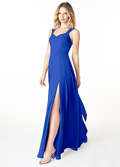 Azazie Julie Bridesmaid Dresses Royal Blue A-Line Sweetheart Neckline Chiffon Dress image3