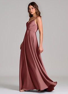 Azazie Amani Robes de demoiselle d'honneur Robe Trapèze en Satin extensible Plissée Améthyste image3