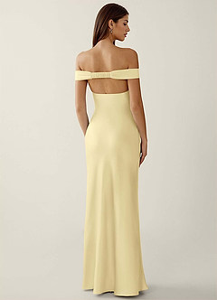 Gwendonme Lemon Sorbet Satin Crystal Linen Prom Dress image4