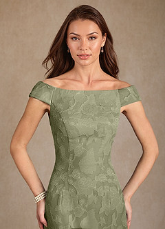 Azazie Moore Mother of the Bride Dresses Pistachio A-Line Boatneck Floral Burnout Dress image5