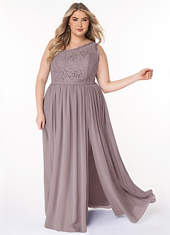 Azazie Demi Brautjungfernkleider A-Linie One-Shoulder Chiffon Kleid Dämmerung image9