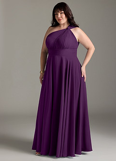 Azazie Charlize Bridesmaid Dresses Grape A-Line One Shoulder Chiffon Dress image11